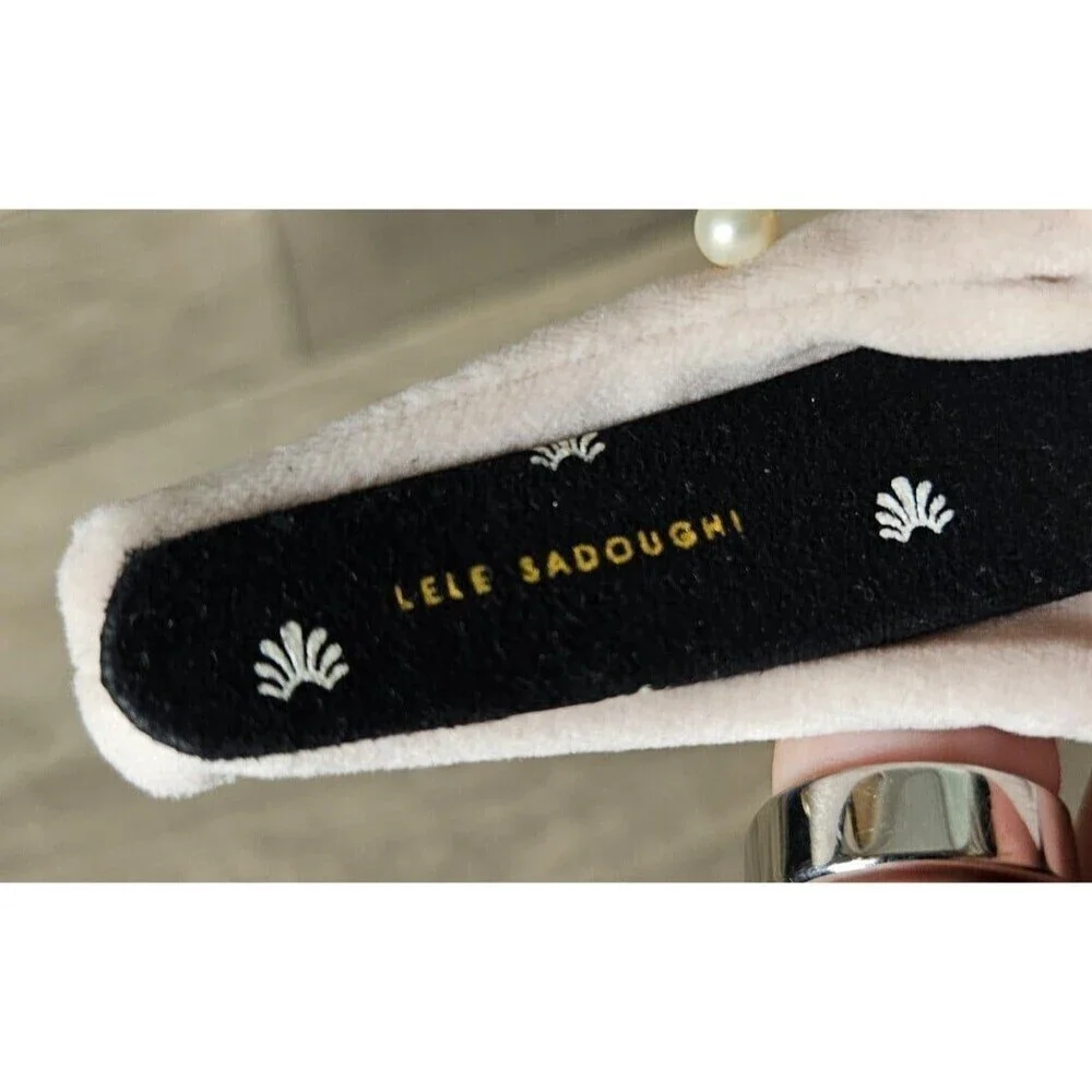 Lele Sadoughi Light Pink Pearl Velvet Headband